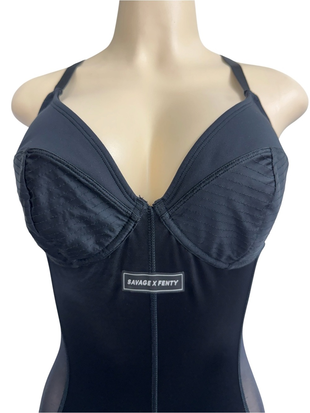 Savage X Fenty Black Sculpting Jumpsuit with Sheer Panels - Picture 6 of 7